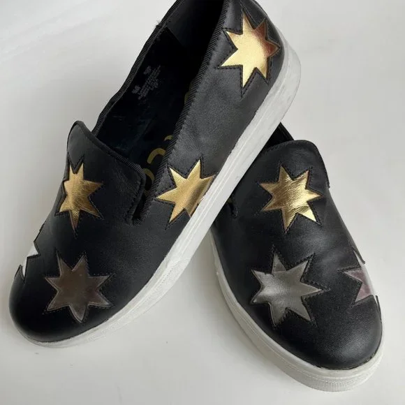 Sam Edelman Star Slip On Sneakers, Metallic Gold Silver Black, Size: 9, New! - Picture 2 of 7